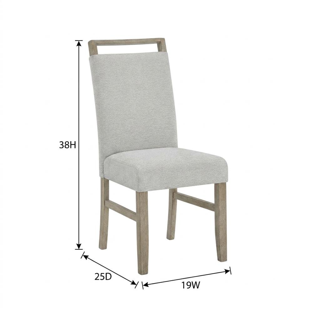 Set of 2 Light Oak Dining Chairs with Gray Fabric Upholstery, Transitional Style. Picture 8