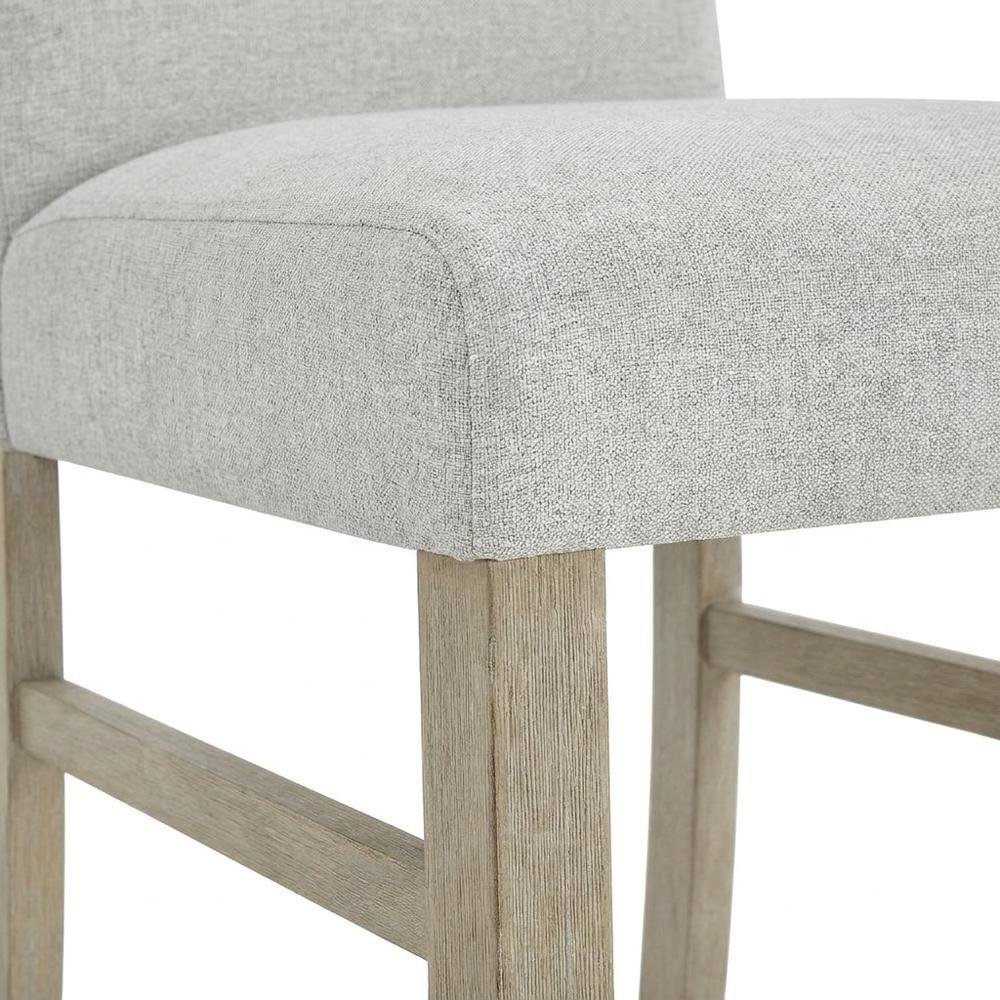 Set of 2 Light Oak Dining Chairs with Gray Fabric Upholstery, Transitional Style. Picture 7