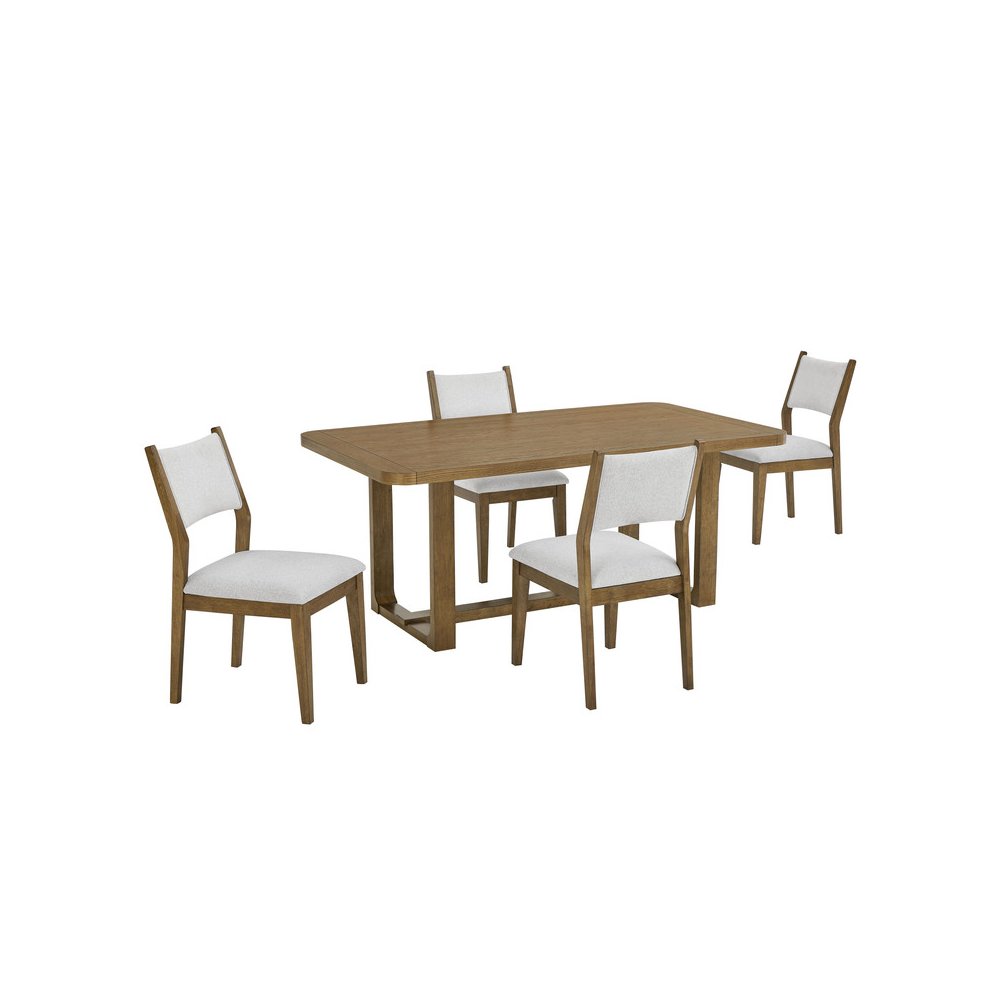 Darla 5Pc 72" Rectangular Walnut Oak Finish Sled Dining Set. Picture 1
