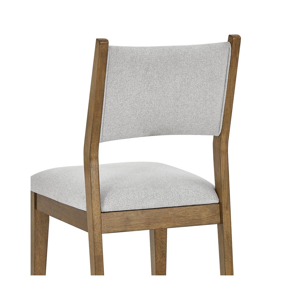 Darla Set of 2 Walnut Oak Dining Side Chairs with Light Gray Fabric. Picture 4