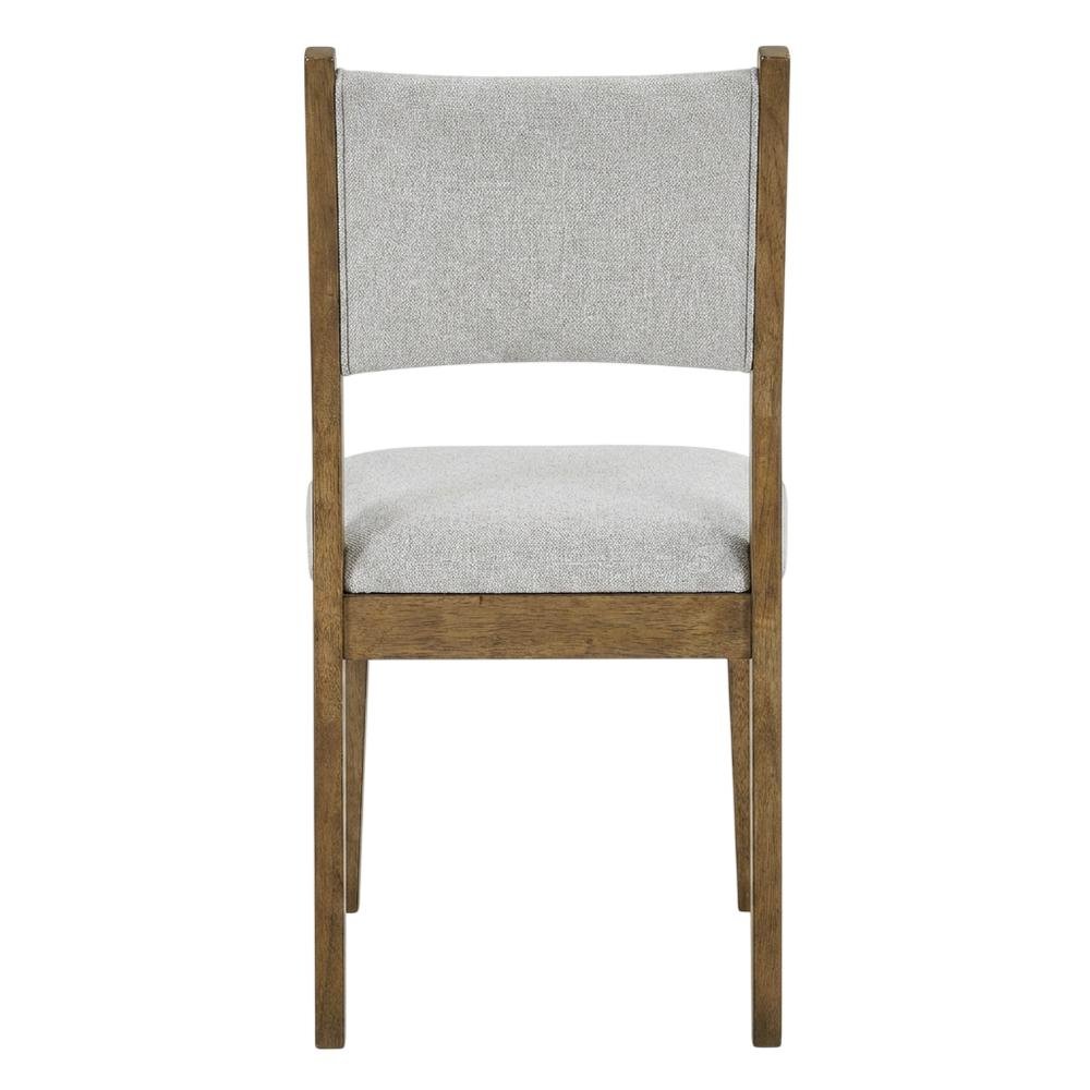 Set of 2 Walnut Oak Dining Chairs with Gray Fabric, Contemporary Style. Picture 5