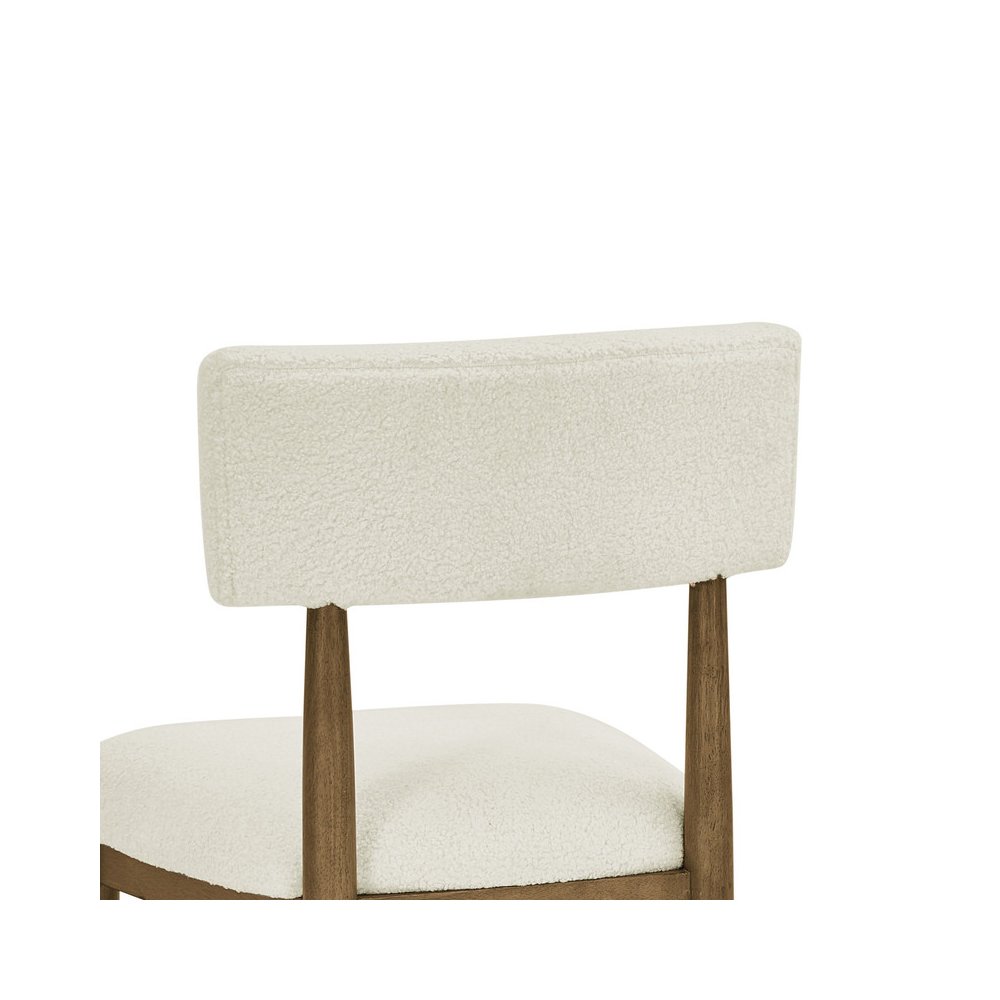 Darla Set of 2 Walnut Oak Dining Side Chairs with Beige Sherpa Fabric. Picture 4