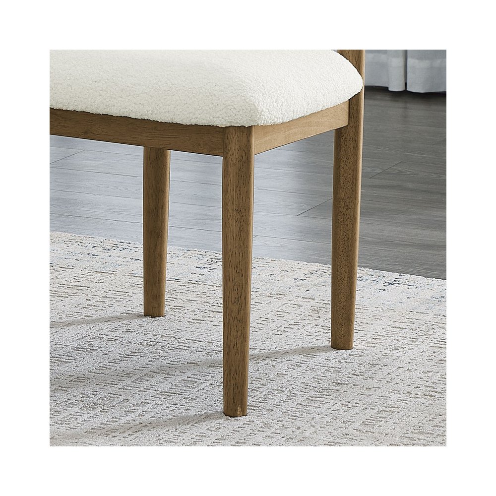 Darla Set of 2 Walnut Oak Dining Side Chairs with Beige Sherpa Fabric. Picture 5