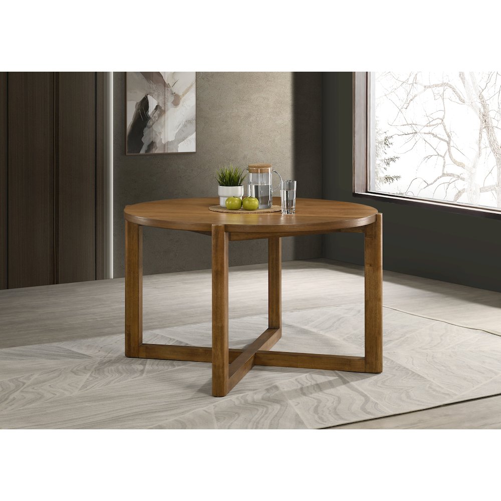Andrew 47-inch Round Dining Table, Mid-Century Modern Walnut Finish Wood Table. Picture 2