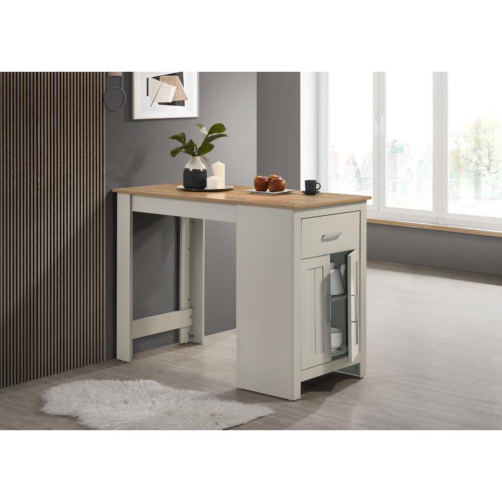 Alonzo Light Gray Small Space Counter Height Dining Table with Cabinet and Drawer Storage. Picture 2