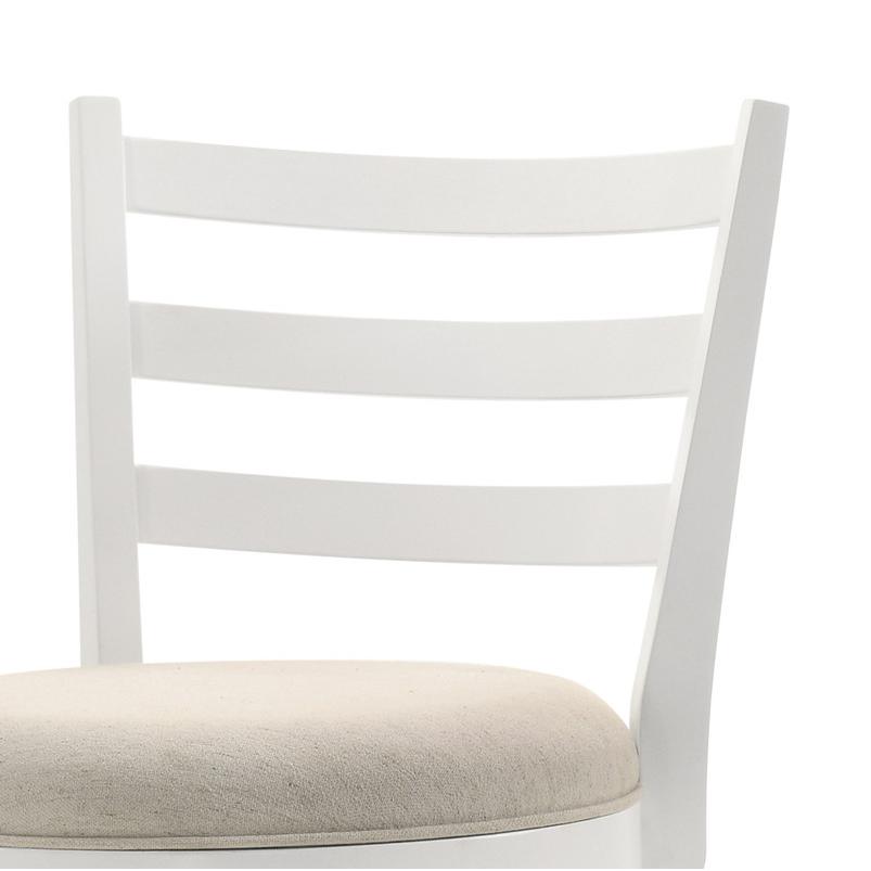 Joplin White Ladder Back Counter Height Chair with Upholstered Seat. Picture 3