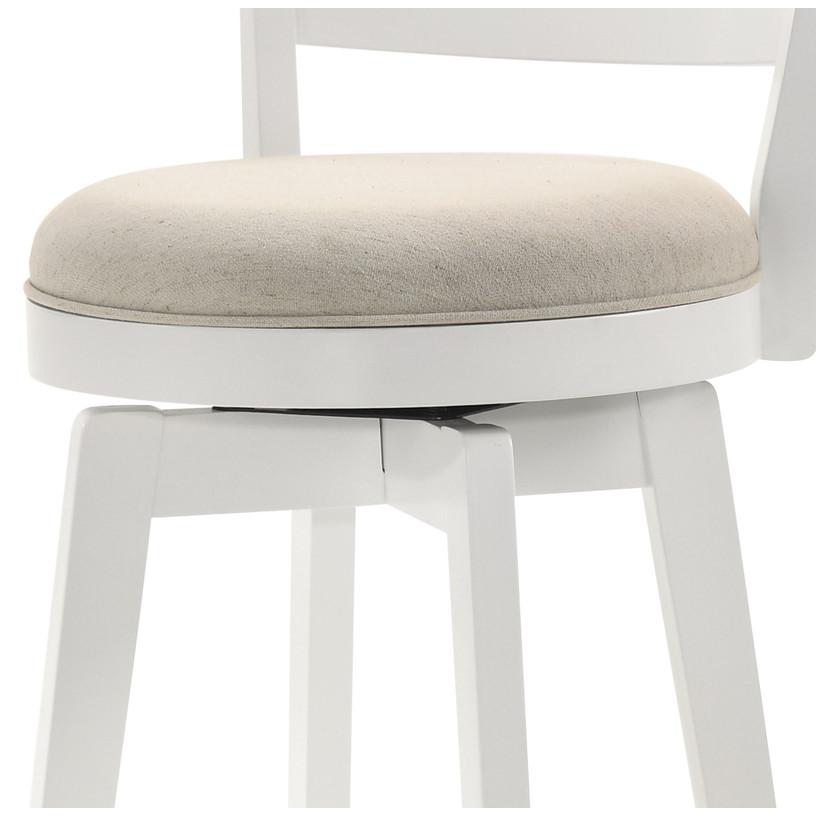 Joplin White Ladder Back Counter Height Chair with Upholstered Seat. Picture 2