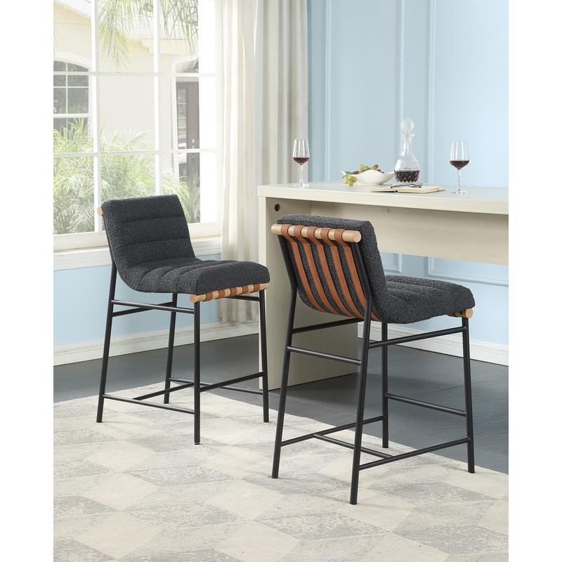 Lahni Dark Gray Boucle Fabric Counter Height Chair. Picture 5