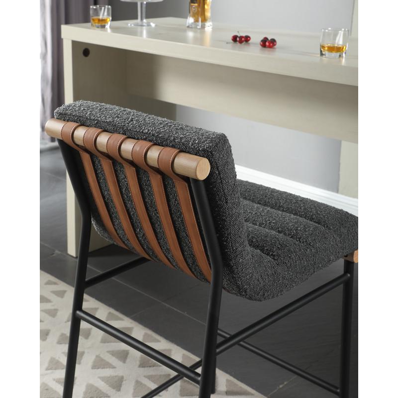 Lahni Dark Gray Boucle Fabric Counter Height Chair. Picture 2