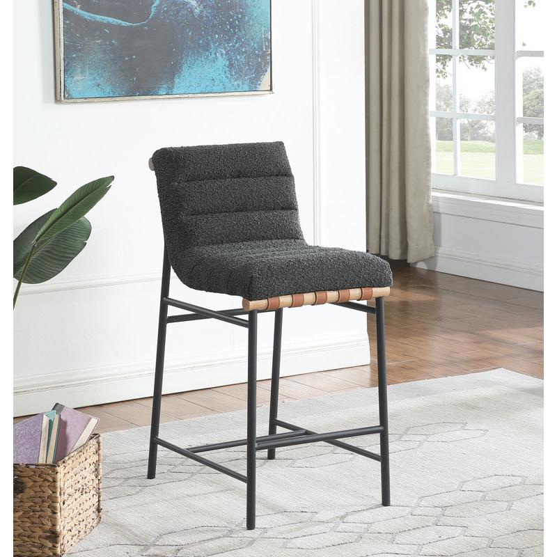 Lahni Dark Gray Boucle Fabric Counter Height Chair. Picture 4