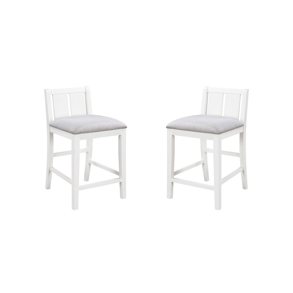 Graham Set of 2 White Finish Upholstered Seat Counter Height Chair. Picture 1