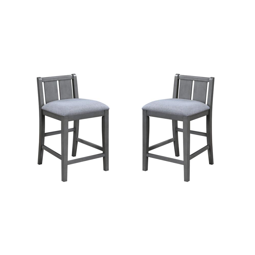 Graham Set of 2 Gray Finish Upholstered Seat Counter Height Chair. Picture 1