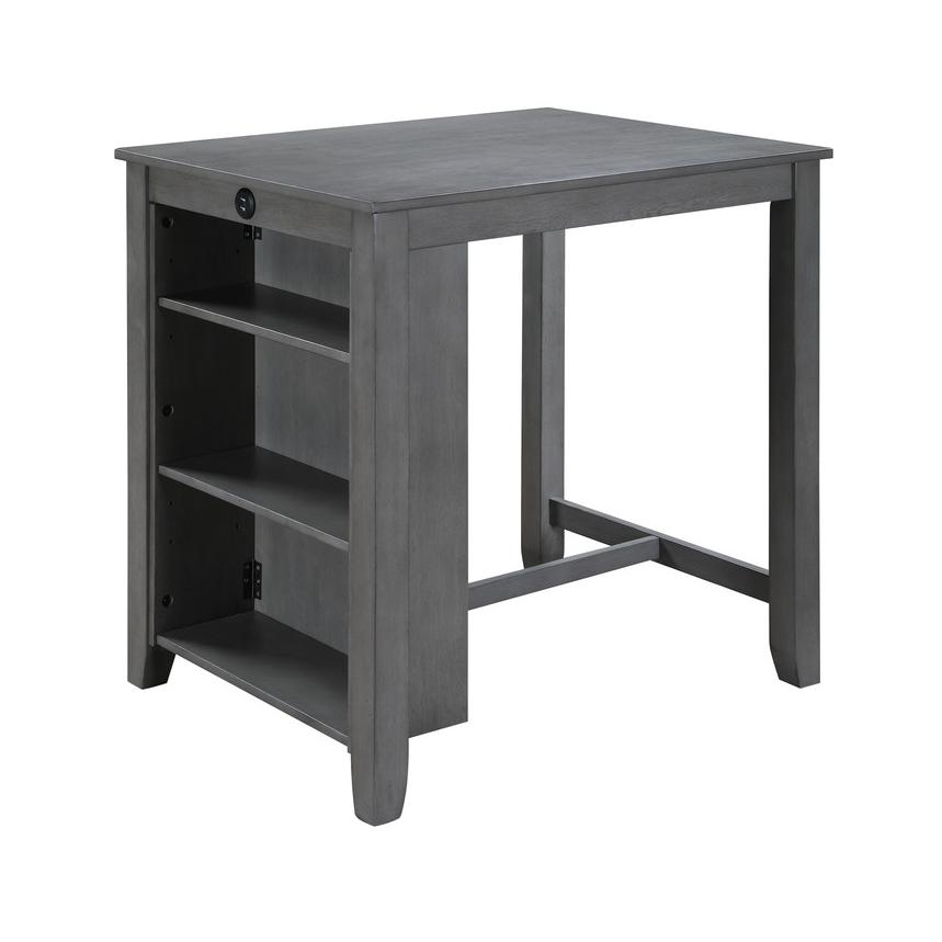 Small Space Counter Height Dining Table with USB Charging Ports and Shelves. Picture 4