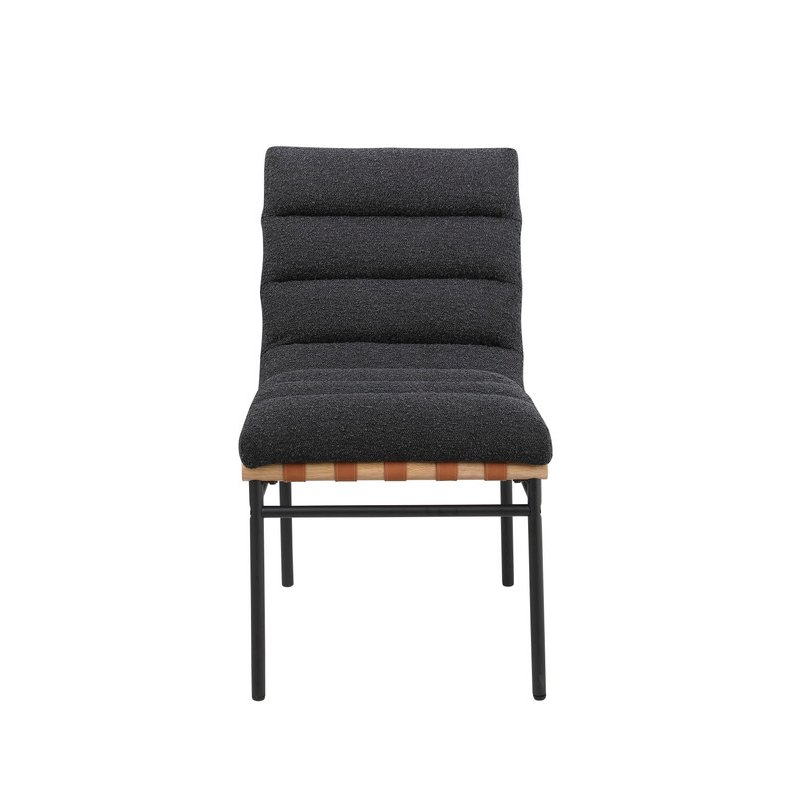 Lahni Black Boucle Fabric Set of 2 Dining Chair with Black Iron Legs. Picture 5