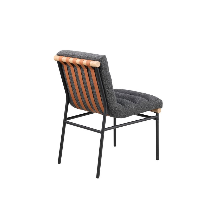 Lahni Dark Gray Boucle Fabric Set of 2 Dining Chair with Black Iron Legs. Picture 6