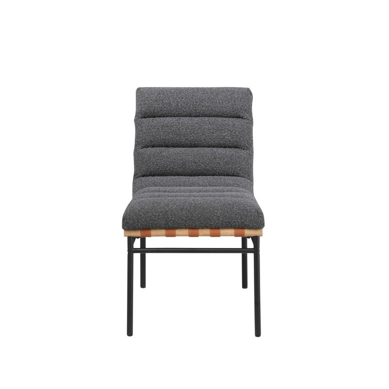 Lahni Dark Gray Boucle Fabric Set of 2 Dining Chair with Black Iron Legs. Picture 5