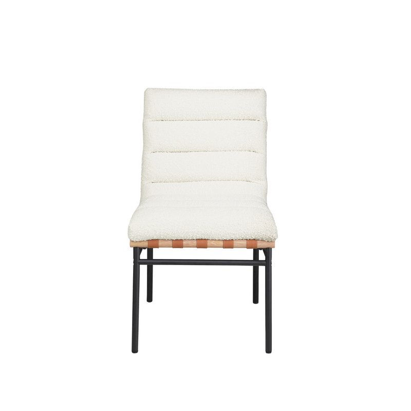 Lahni White Boucle Fabric Set of 2 Dining Chair with Black Iron Legs. Picture 5