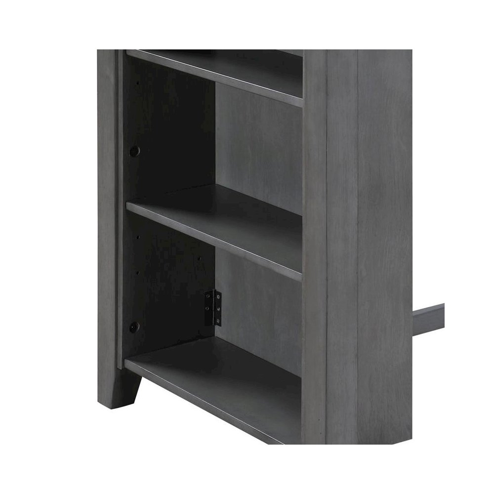3-Piece Gray Finish Small Space Counter Height Dining Table with Shelves. Picture 6