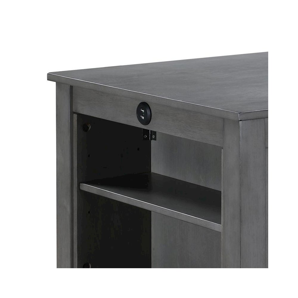 3-Piece Gray Finish Small Space Counter Height Dining Table with Shelves. Picture 5