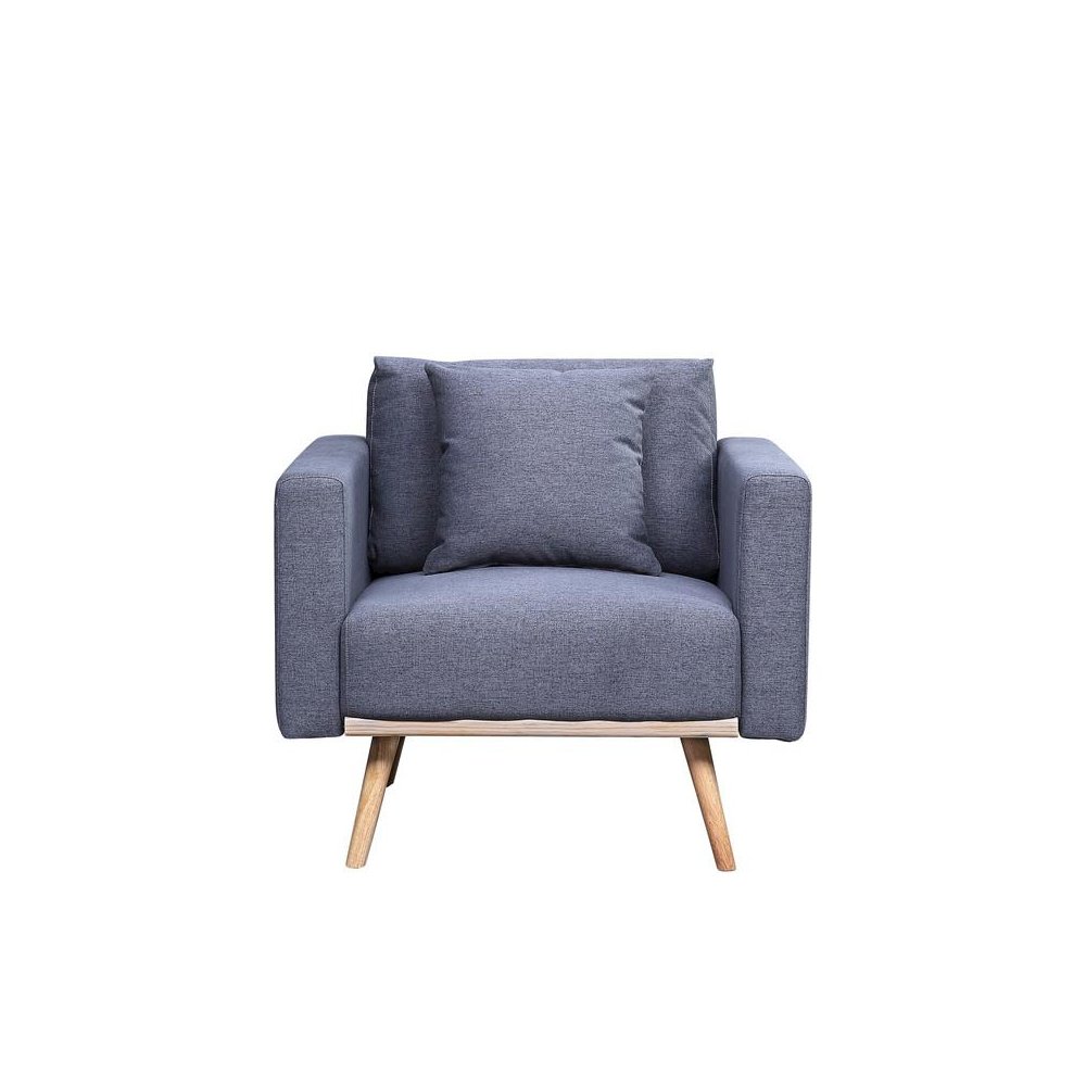 Easton Dark Gray Linen Fabric Chair with USB Charging Ports Pockets & Pillows. Picture 2