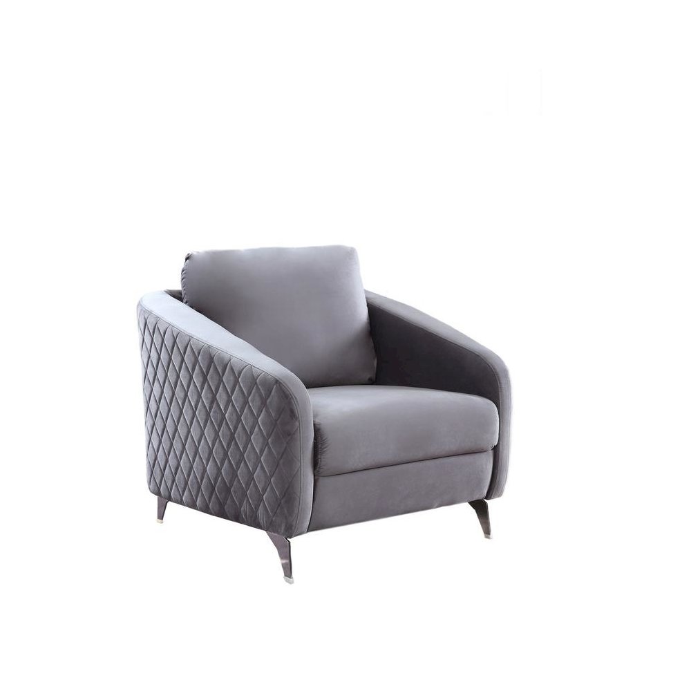 Sofia Gray Velvet Modern Chic Accent Armchair. Picture 1