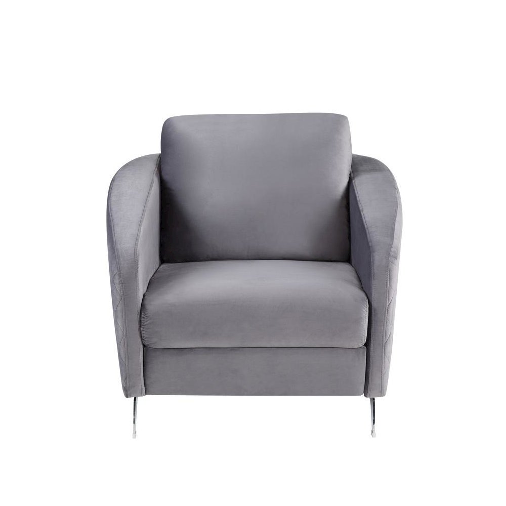 Sofia Gray Velvet Modern Chic Accent Armchair. Picture 2