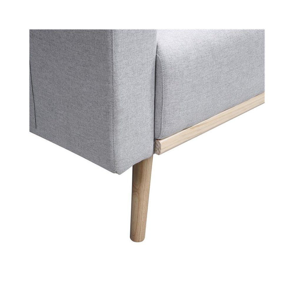 Easton Light Gray Linen Fabric Sofa with USB Charging Ports Pockets & Pillows. Picture 6