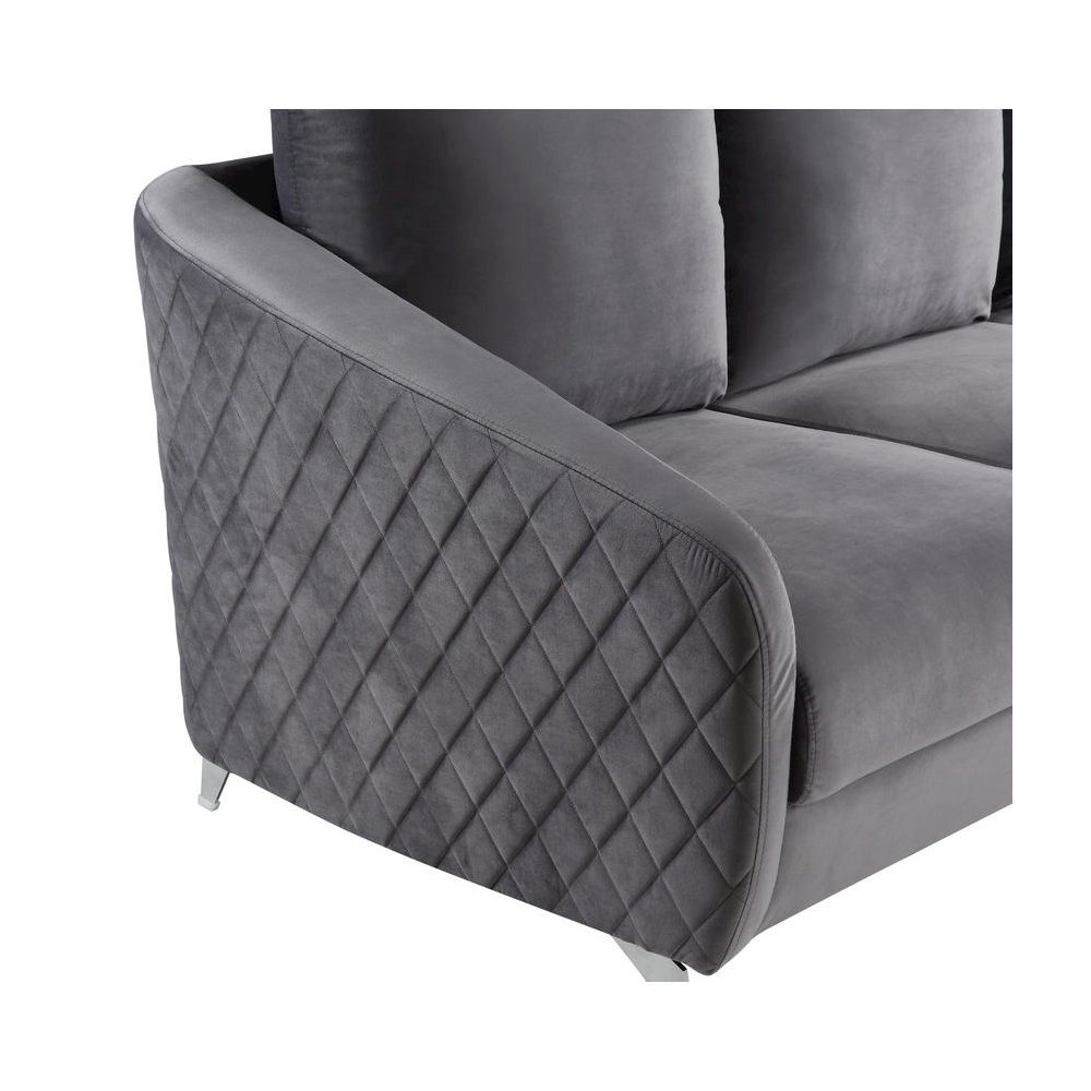 Sofia Gray Velvet Modern Chic Accent Armchair. Picture 3