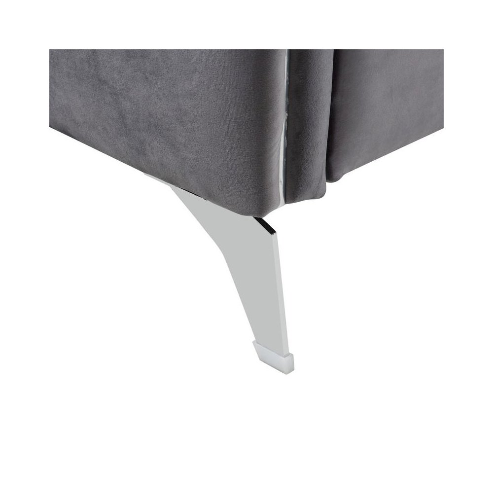 Hathaway Gray Velvet Modern Chic Accent Armchair. Picture 5