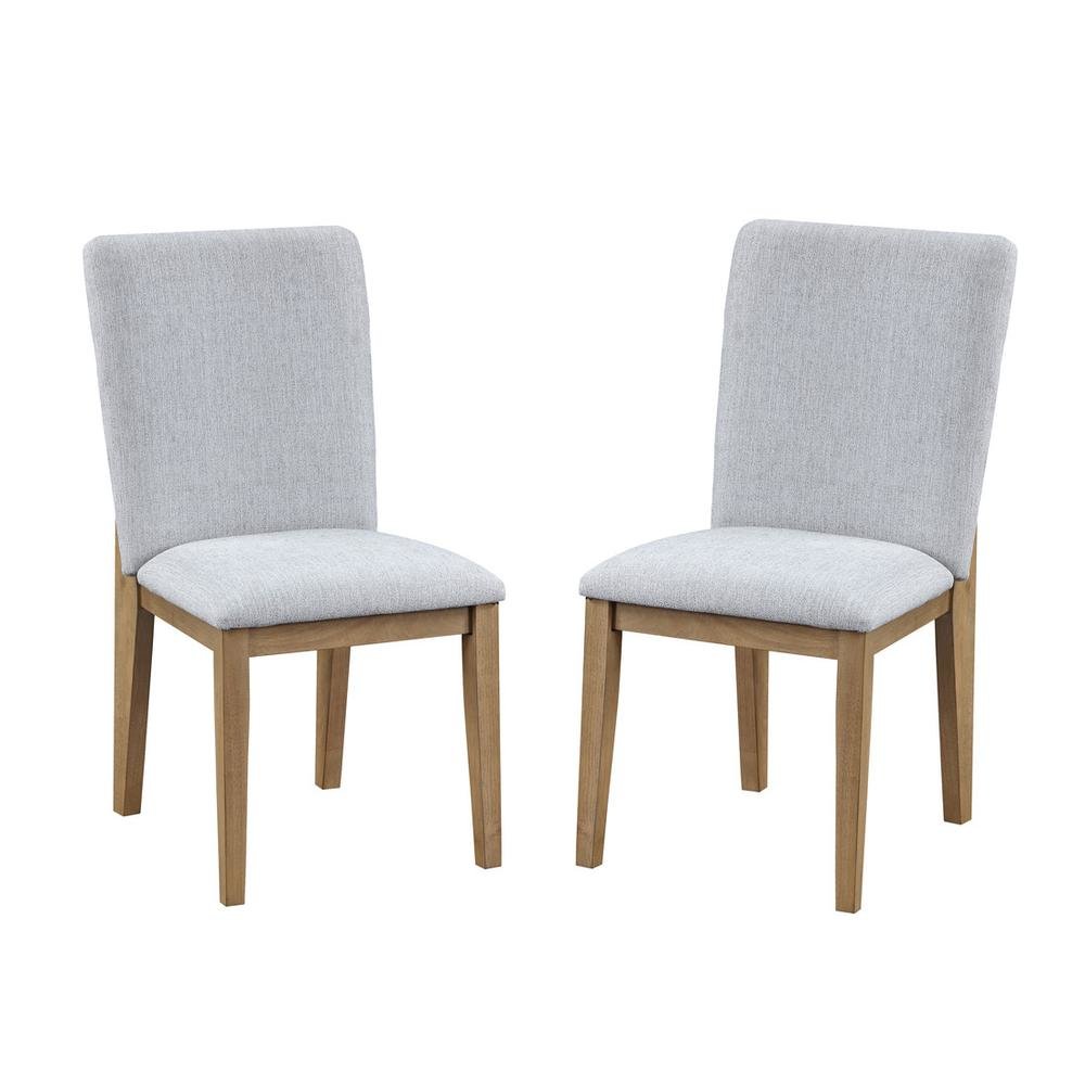 Delphine Set of 2 Gray Linen Fabric Dining Chair. Picture 4