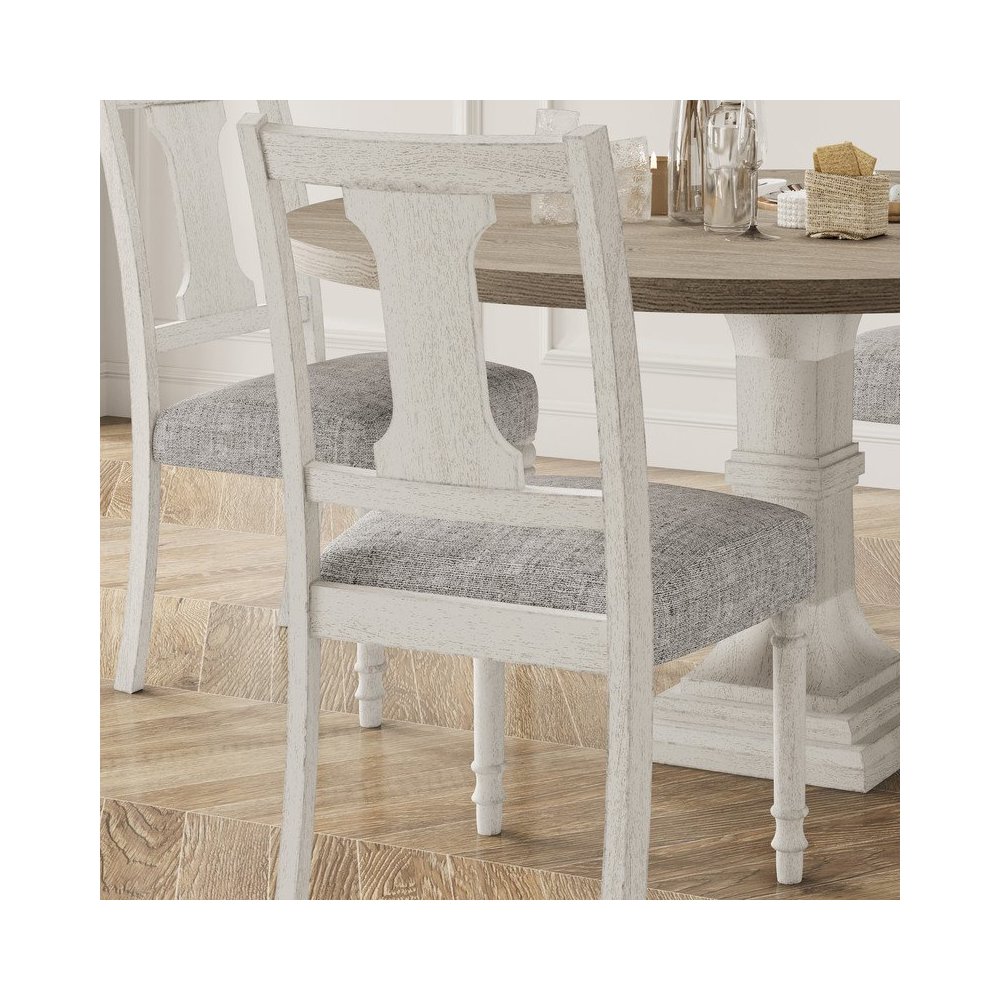 Tannen Set of 2 White and Gray Dining Side Chair. Picture 5