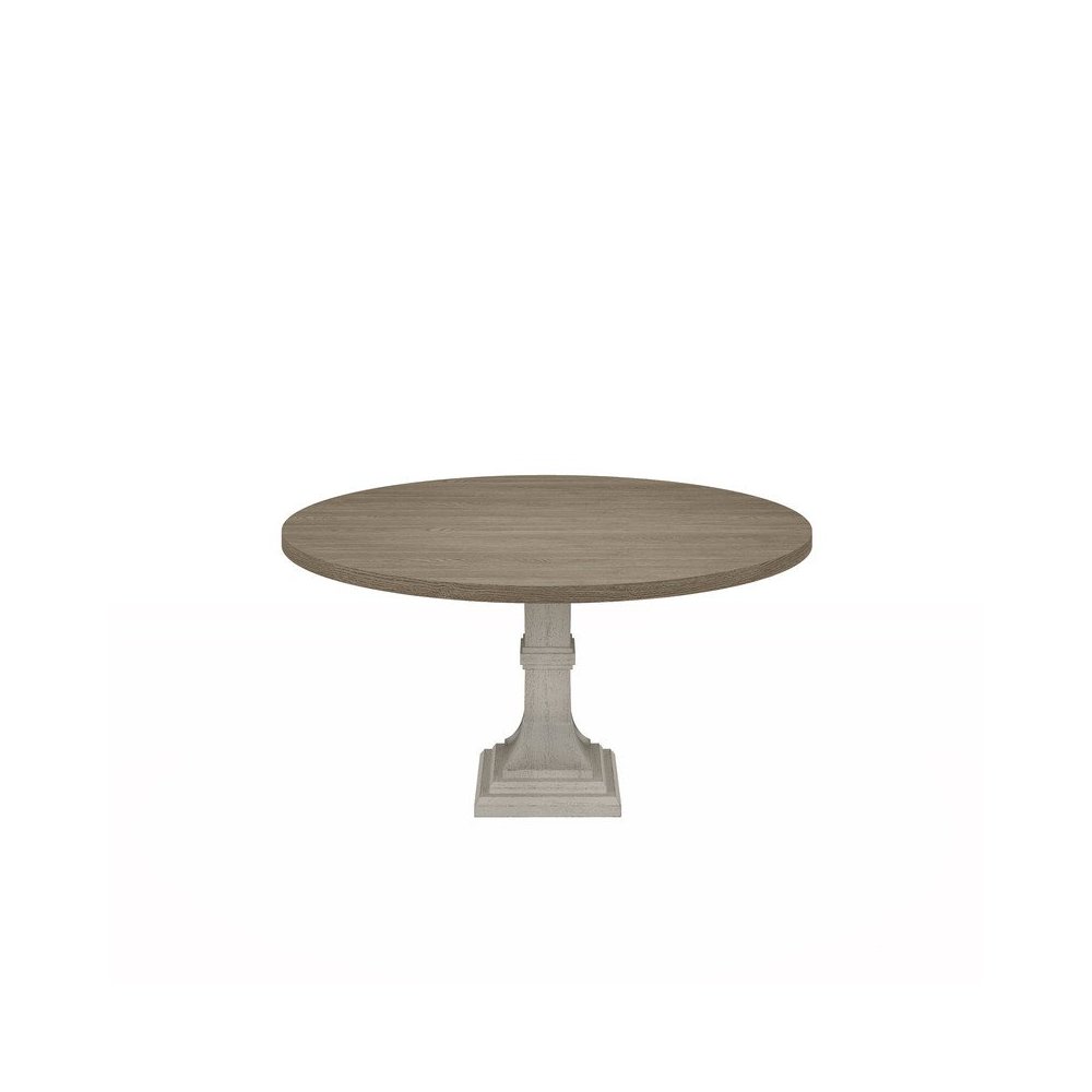 Tannen 59"W Round White and Gray Dining Table. Picture 1