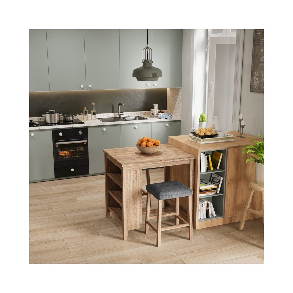Dawson 36"W Oak Finish 3-PC Counter Height Table Set. Picture 3