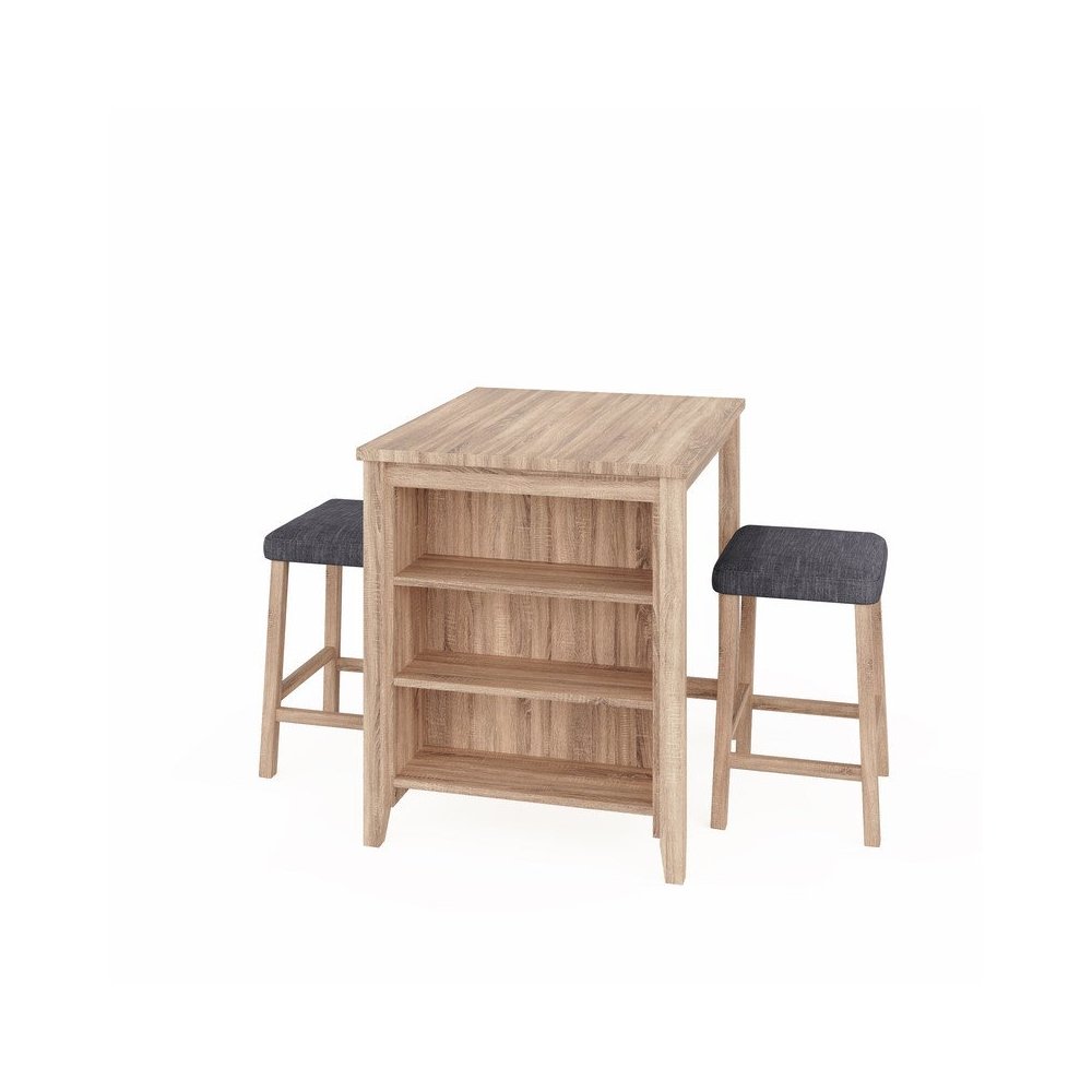 Dawson 36"W Oak Finish 3-PC Counter Height Table Set. Picture 1
