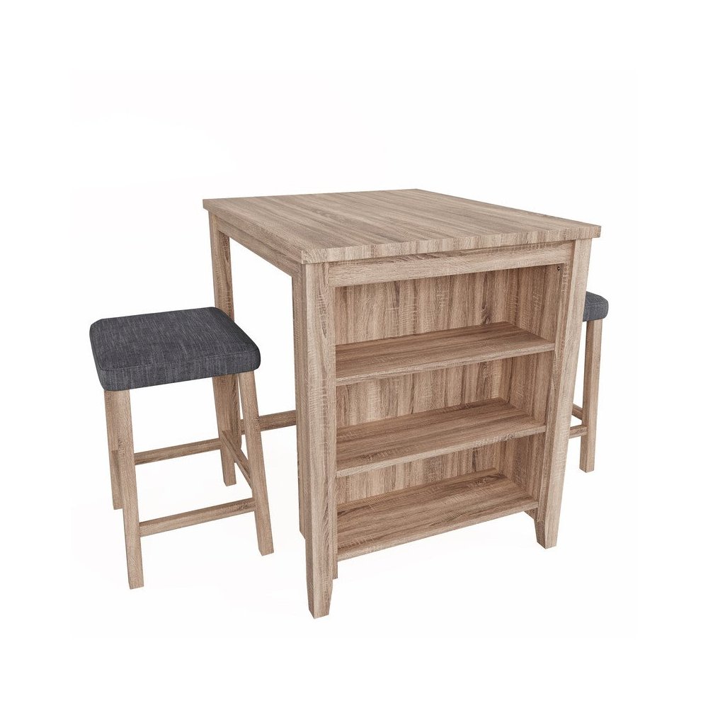 Dawson 36"W Oak Finish 3-PC Counter Height Table Set. Picture 5