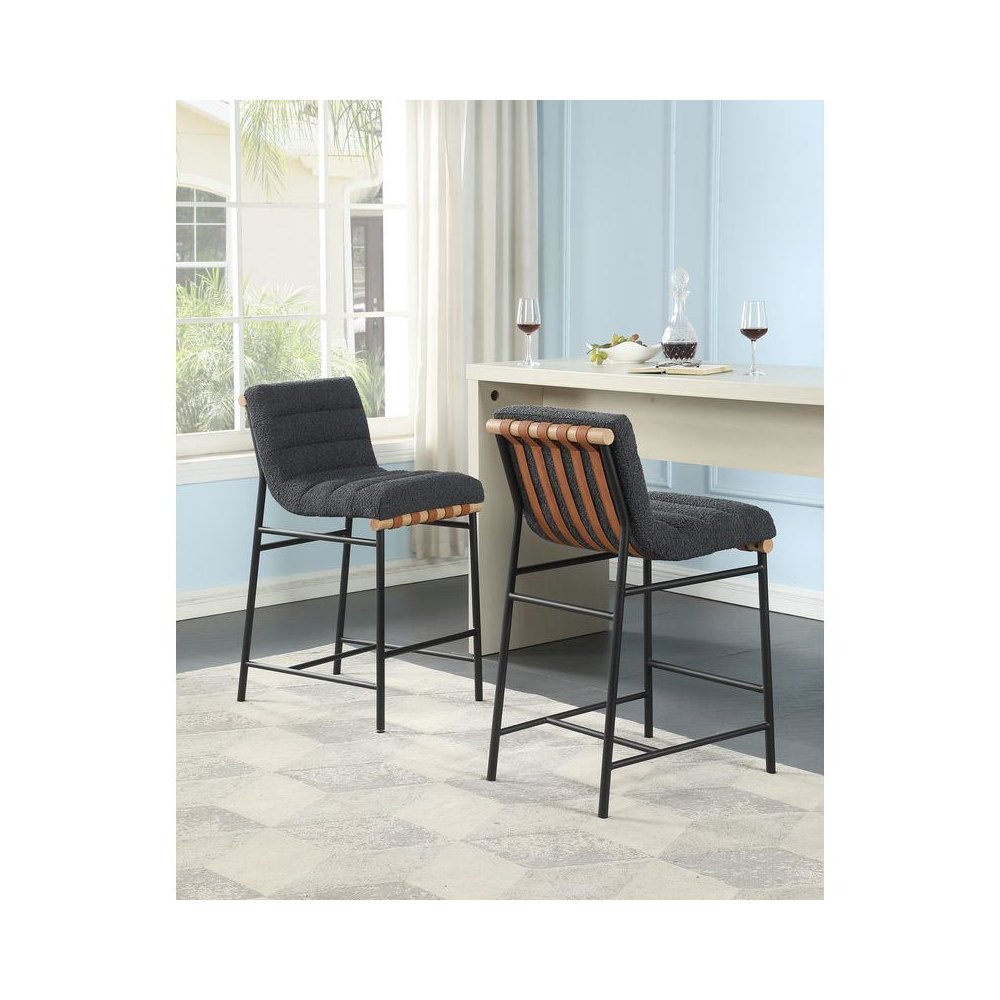 Lahni Dark Gray Boucle Fabric Counter Height Chair. Picture 5