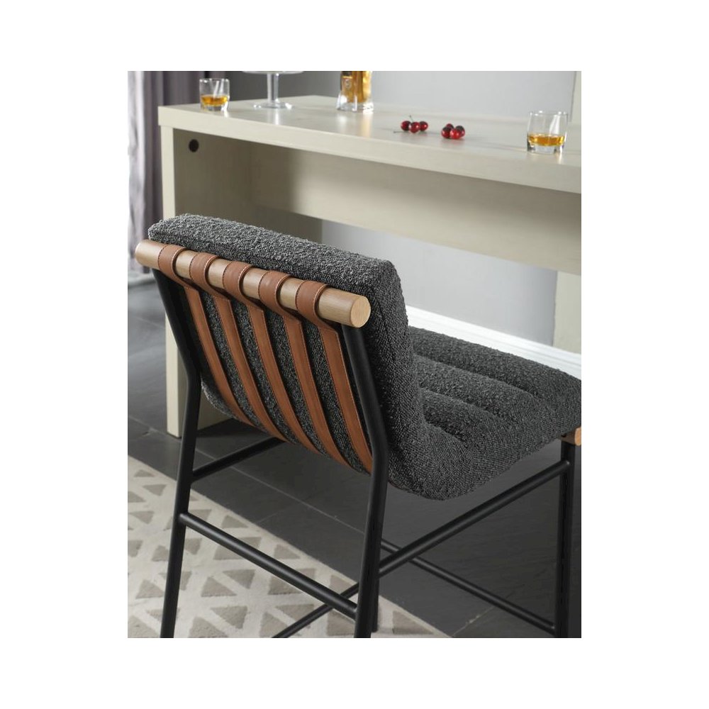 Lahni Dark Gray Boucle Fabric Counter Height Chair. Picture 2