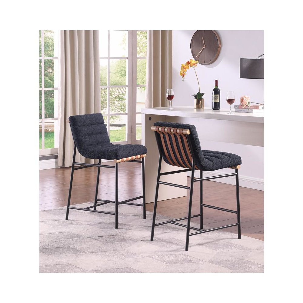 Lahni 17.75"W Black Boucle Fabric Counter Height Chair. Picture 5