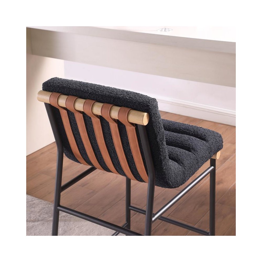 Lahni 17.75"W Black Boucle Fabric Counter Height Chair. Picture 2