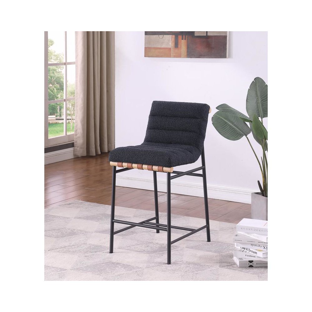 Lahni 17.75"W Black Boucle Fabric Counter Height Chair. Picture 4
