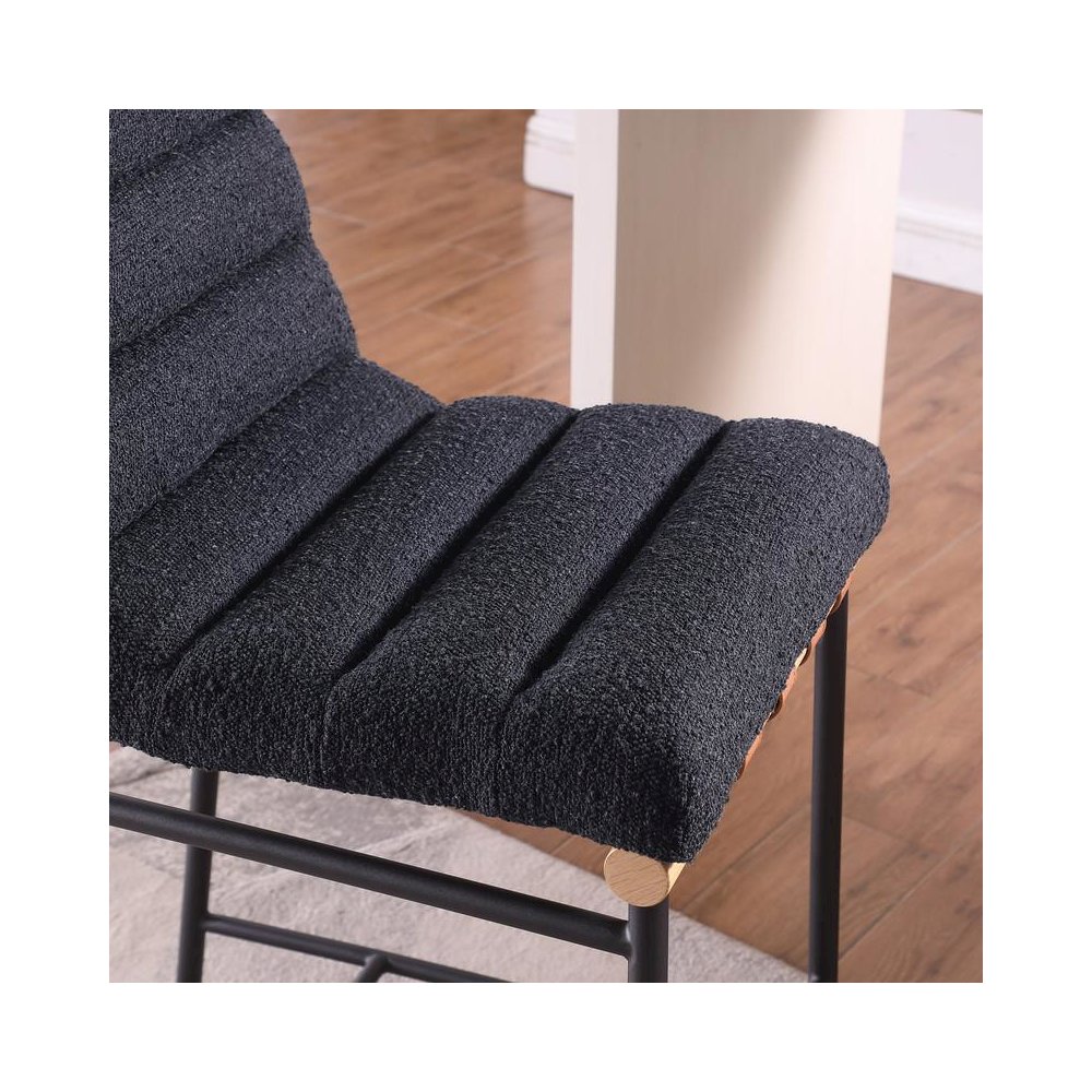 Lahni 17.75"W Black Boucle Fabric Counter Height Chair. Picture 3