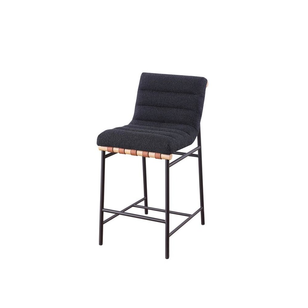 Lahni 17.75"W Black Boucle Fabric Counter Height Chair. Picture 1