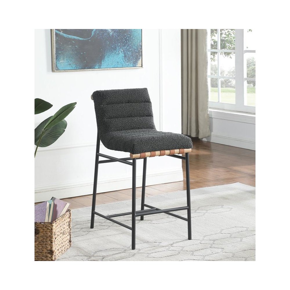 Lahni Dark Gray Boucle Fabric Counter Height Chair. Picture 4