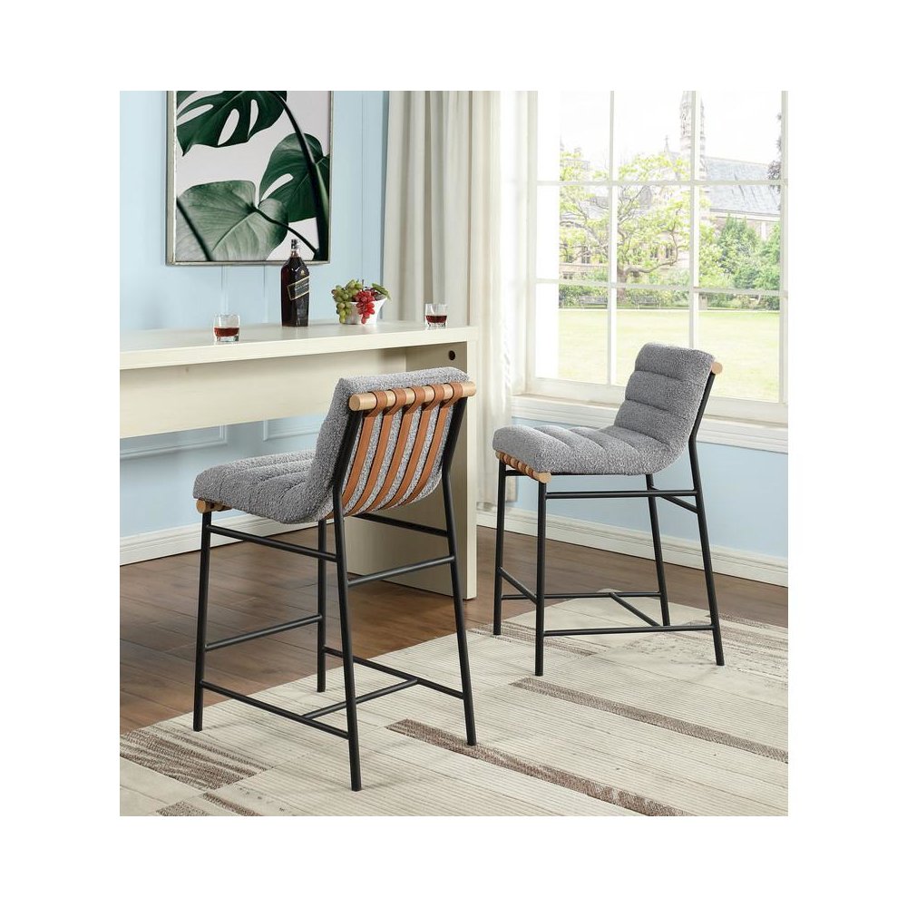 Lahni Gray Boucle Fabric Counter Height Chair. Picture 5