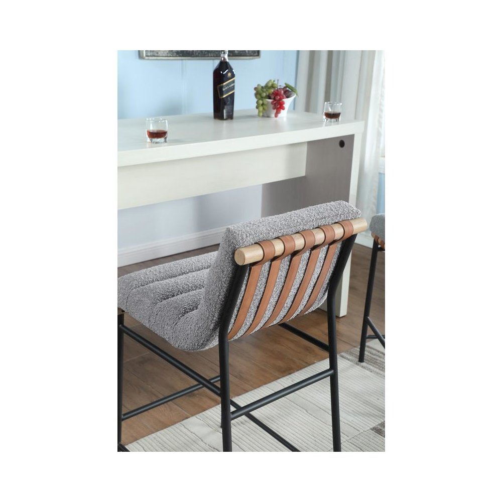 Lahni Gray Boucle Fabric Counter Height Chair. Picture 2