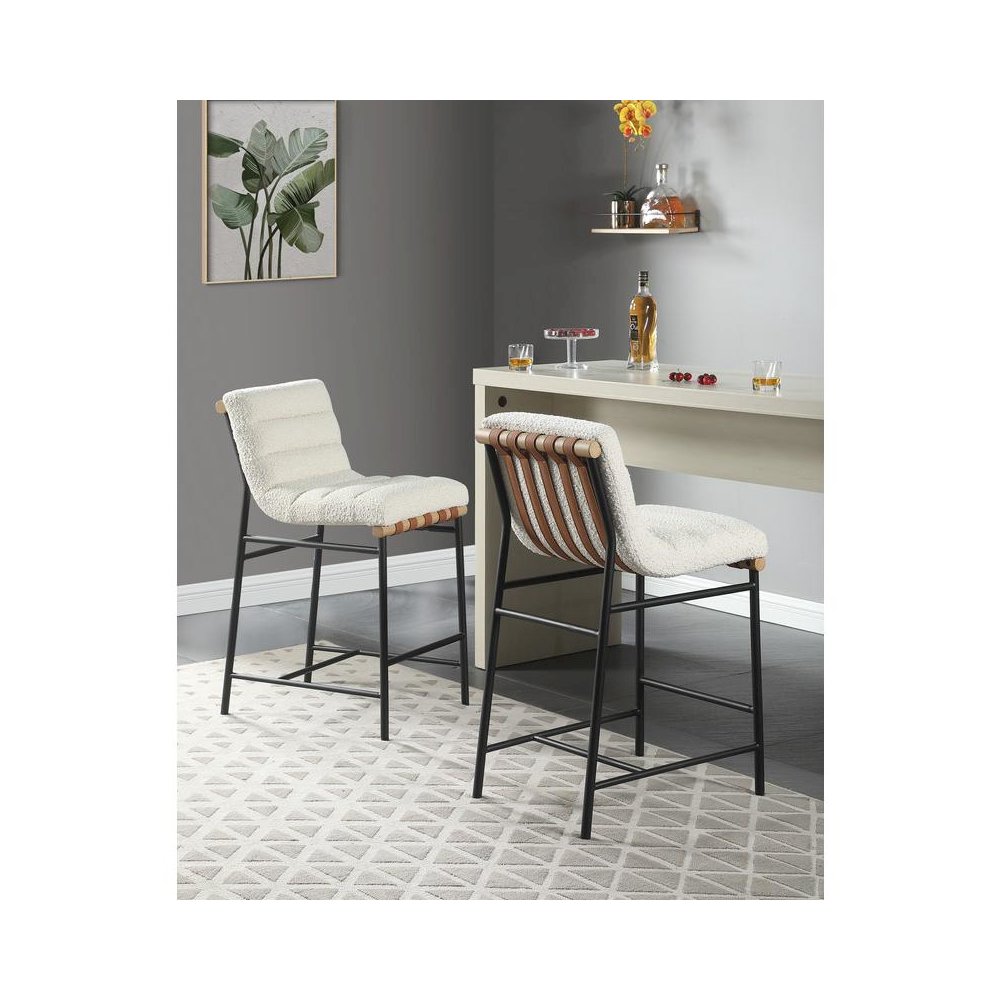 Lahni White Boucle Fabric Counter Height Chair. Picture 5