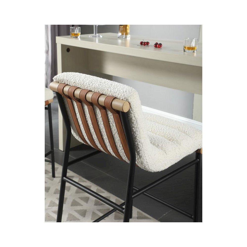 Lahni White Boucle Fabric Counter Height Chair. Picture 2
