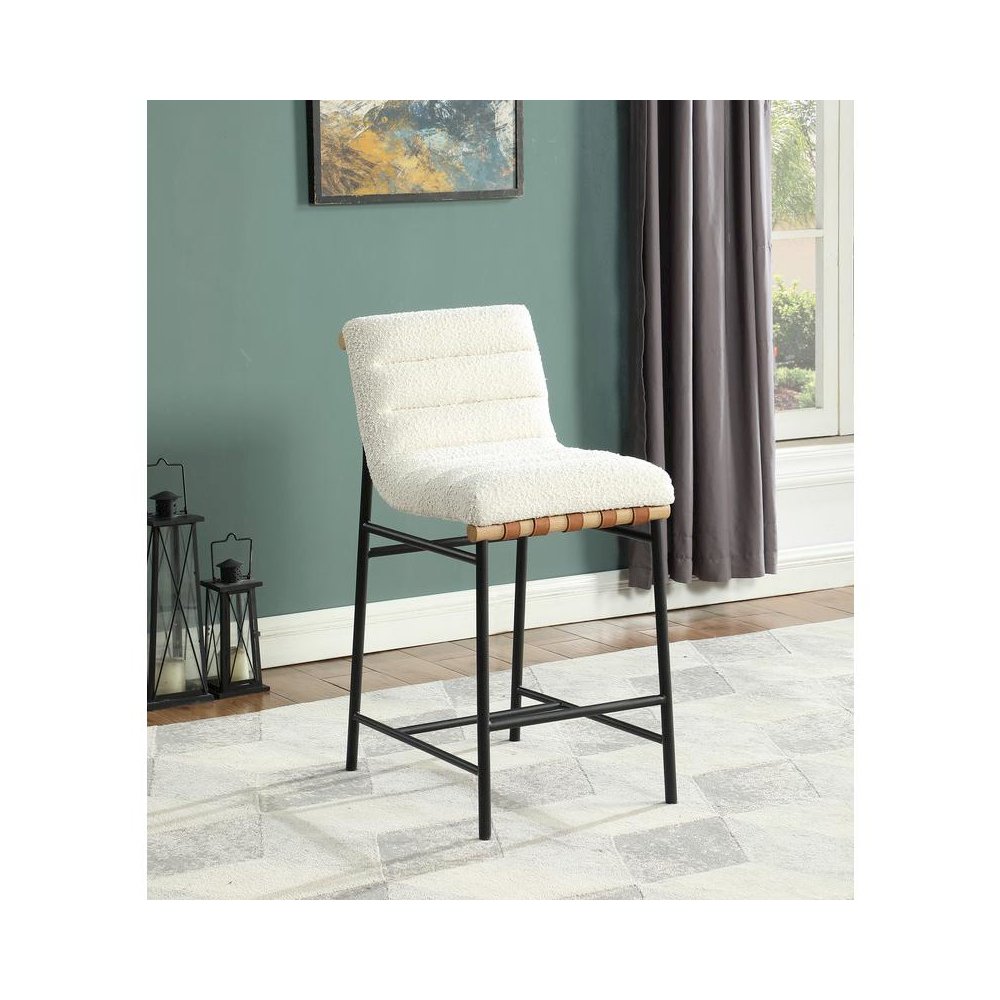 Lahni White Boucle Fabric Counter Height Chair. Picture 4