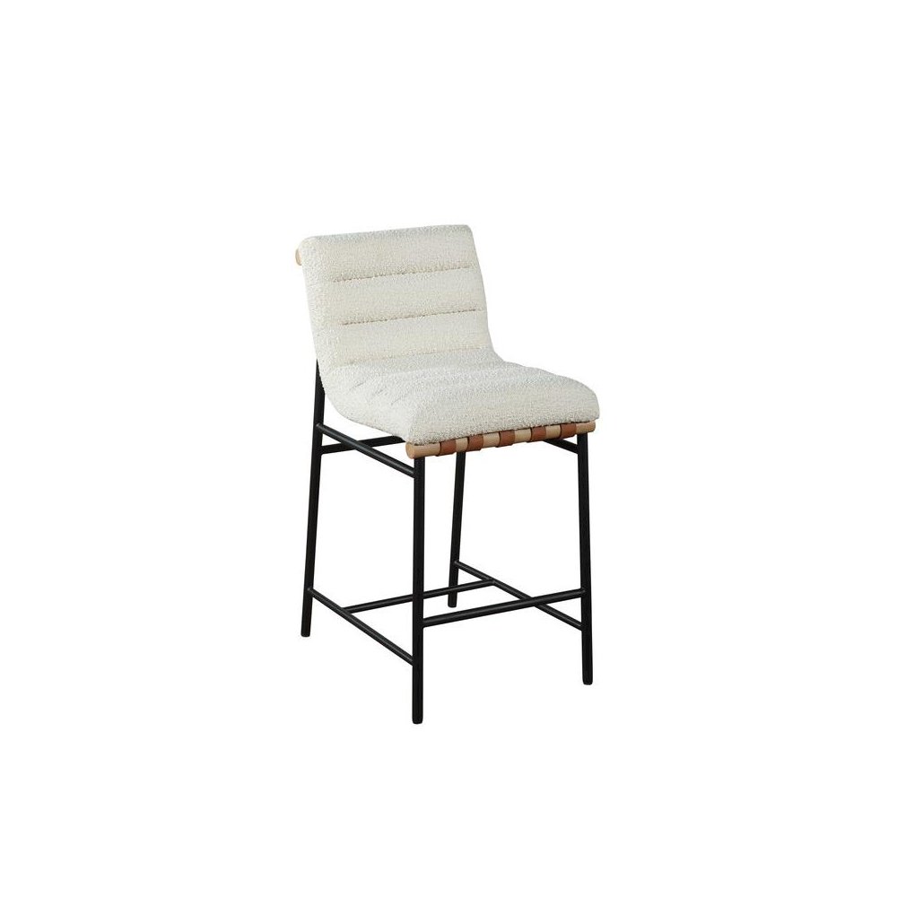 Lahni White Boucle Fabric Counter Height Chair. Picture 1