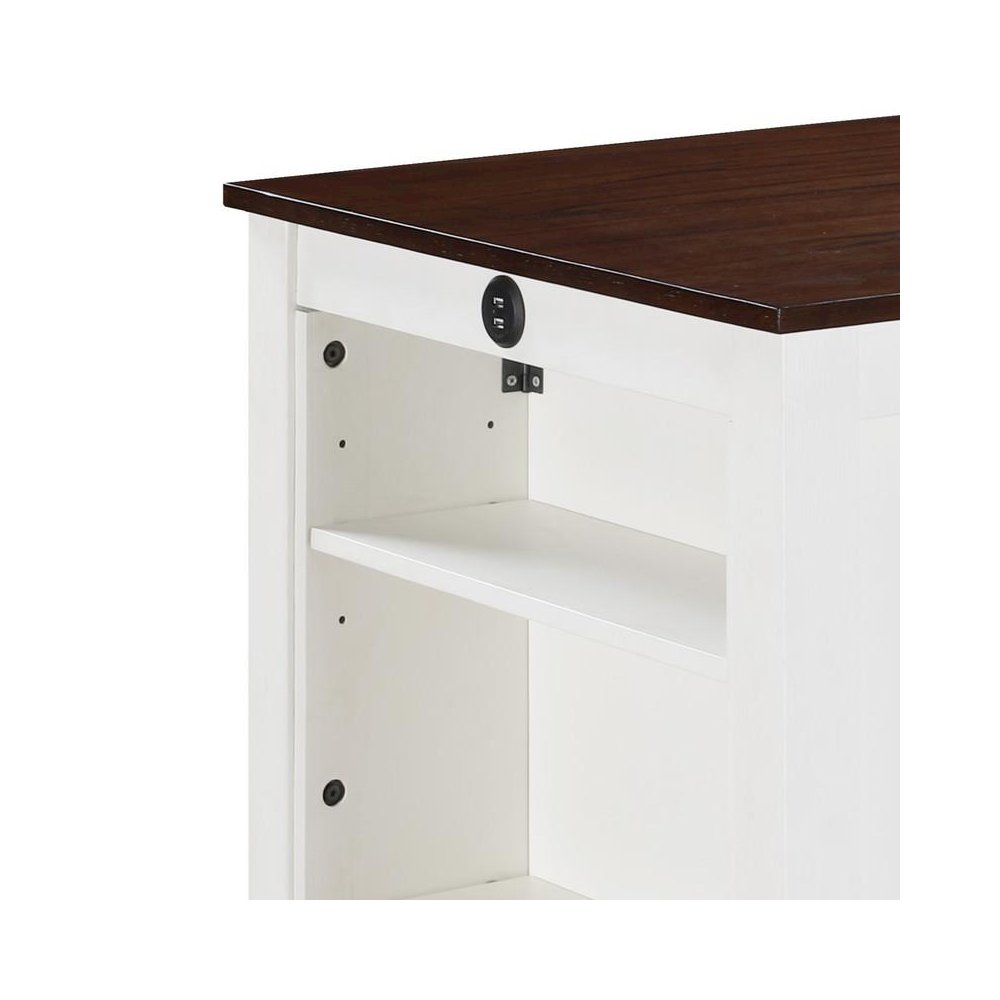 White Finish Small Space Counter Height Dining Table with USB Charging Ports. Picture 2